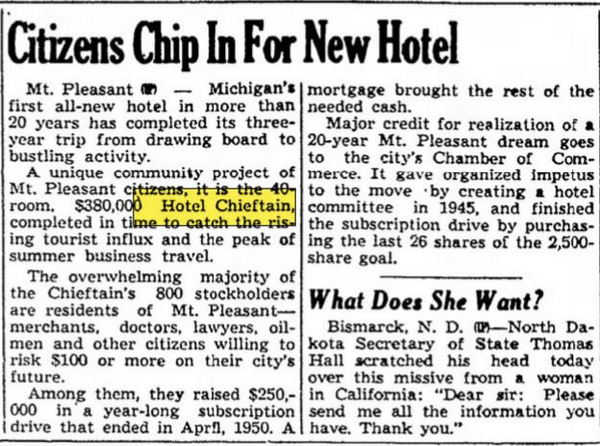 Hotel Chieftan - May 1952 Article (newer photo)